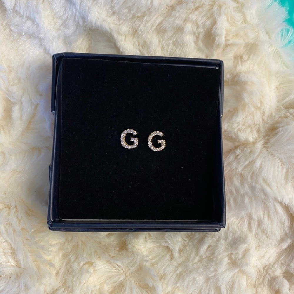 Initial G Stud Earrings